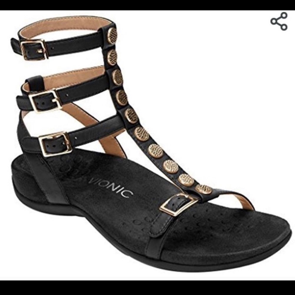 Vionic Rest Black Sonora Orthotic Sandals 8